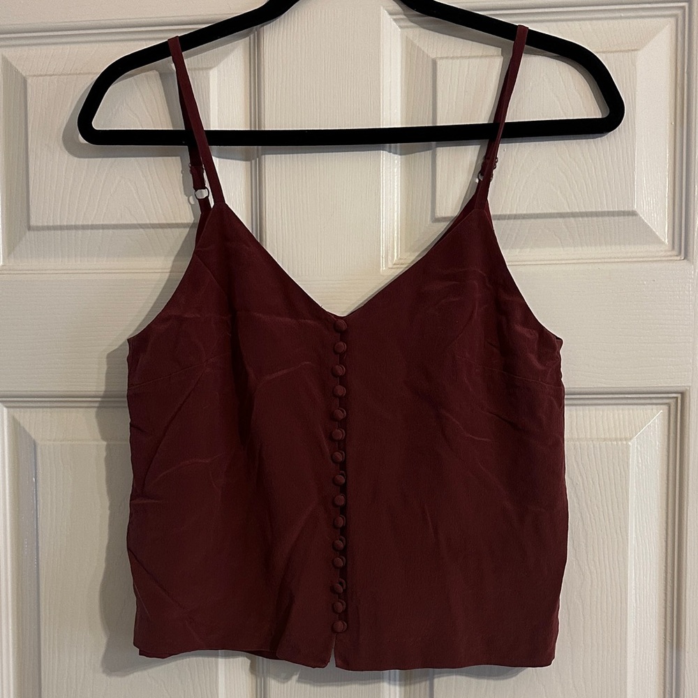 Madewell Silk Camisole Style Spaghetti Strap Tank Burgundy